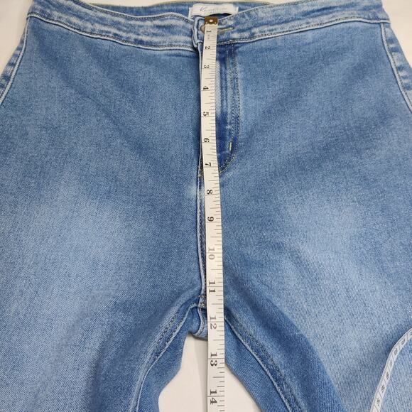 Kancan Ultra High Rise Extreme Flare Boho Jeans 29 Raw Hem Vintage Wash - Picture 11 of 13